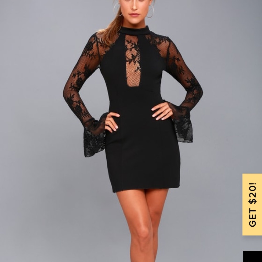 NWT IT'S NOW OR NEVER BLACK LACE BODYCON DRESS